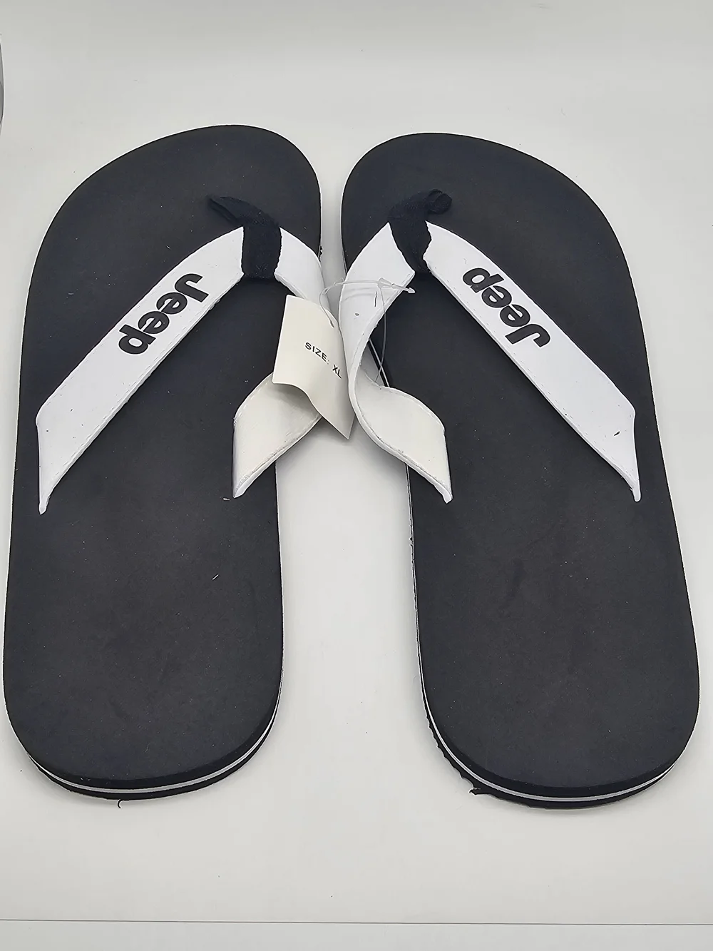 Jeep Men's Black and White Strap Flip Flops